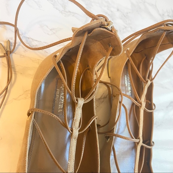 Aquazzura Cayenne Lace-Up Flats Cappuccino 9.5 - Picture 5 of 9